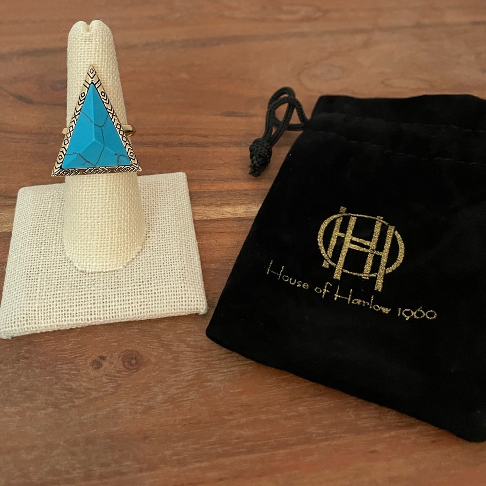 House of Harlow 1960 - Theorem Ring - Turquoise pyramid stone - Size 7